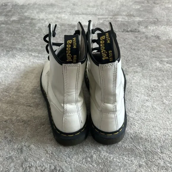 Dr. Doc Martens Boots Womens Size 9 Lace Up Combat White Leather 11821 - Picture 5 of 11